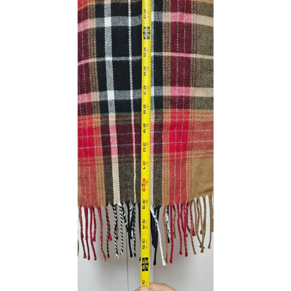 Cejon Scarf Womens Plaid Fringe Made in Italy Soft Acrylic Wrap Shawl 11x64